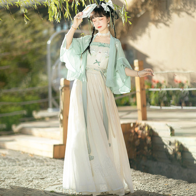 taobao agent Original [Night Mountain Tea] Song of the Song Dynasty Element Moisturizing Pattern Short History Cisters Fresh Set Fresh Set Long Skirt