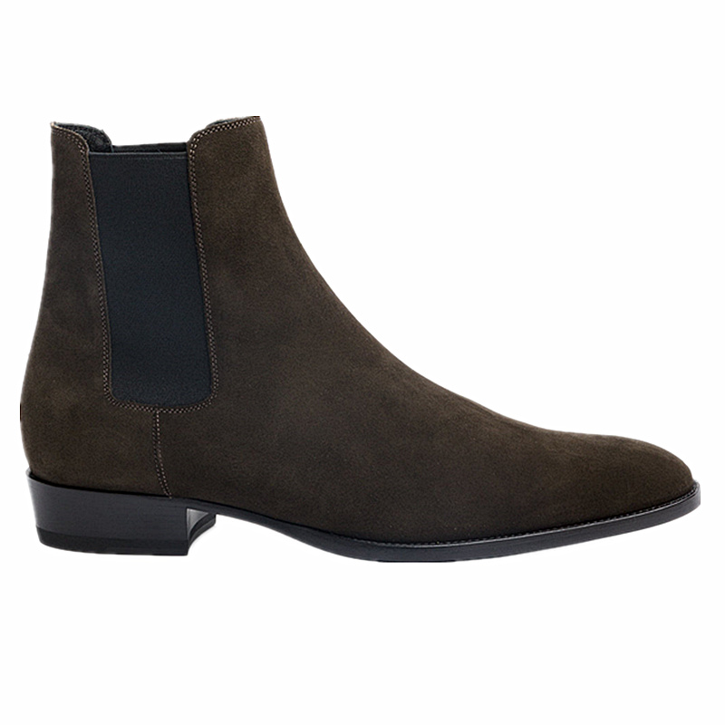 Chestnut, 3Cm HeelEurope and America summer CHELSEA BOOT Chelsea boots male Sharp point genuine leather Britain Deer skin Gao Bang Martin boots male tide