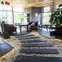 Натуральная голубоустемная плита шаг двор сад сад подушка на открытом воздухе.