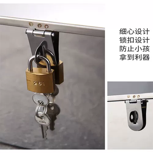 Крышка с ножом на кухнях из нержавеющей стали.