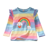 Хлопковая футболка, детский осенний лонгслив для девочек, жакет для отдыха, коллекция 2023, длинный рукав