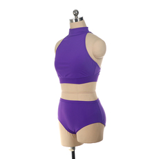 костюм pole dance 福诺专业定制空中瑜伽钢管舞服装花样滑冰服表演比赛女款成人紫色