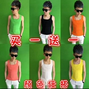 Mùa hè xã hội người quần áo nam T-Shirt tinh thần guy xu hướng Hàn Quốc phiên bản của không tay T-tay áo mạng màu đỏ với mồ hôi chặt chẽ vest