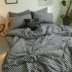 Bông giường màu đen và trắng sọc bốn mảnh bộ giường 笠 phần bông khỏa thân ngủ quilt bông có thể giặt duy nhất ký túc xá ba mảnh Bộ đồ giường bốn mảnh