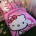 Cotton Hello Kitty bốn mảnh cô gái tim quilt cover sheets cotton phim hoạt hình kt mèo trẻ em giường trampoline ba mảnh Bộ đồ giường bốn mảnh