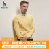 Hajis hazzys chính thức giản dị vòng cổ cashmere đan áo len nam màu rắn dài tay áo len nam cổ tròn