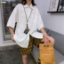 Học sinh hè Hàn Quốc phiên bản retro kiểu Hồng Kông ngắn tay nữ lỏng lẻo áo sơ mi dụng cụ Nhật Bản áo sơ mi tay giữa phong cách Harajuku - Áo sơ mi dài tay Áo sơ mi dài tay
