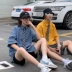 Học sinh hè Hàn Quốc phiên bản retro kiểu Hồng Kông ngắn tay nữ lỏng lẻo áo sơ mi dụng cụ Nhật Bản áo sơ mi tay giữa phong cách Harajuku - Áo sơ mi dài tay