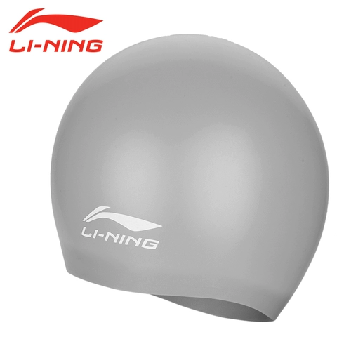 Li Ning, плавательная шапочка подходит для мужчин и женщин, силиконовая кепка, водонепроницаемый черный профессиональный плавательный аксессуар для плавания