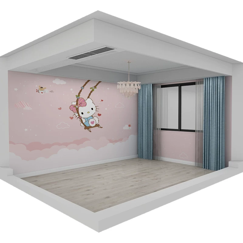 3D обои для детской комнаты Katie Cat Crystal Princess Room обои для комнаты девочек, розовый мультяшный фон стен