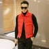 Người đàn ông không tay cổ áo bông cổ áo mỏng vest Hàn Quốc phiên bản của xuống bông vest mùa thu và mùa đông mới ấm áo khoác dày thủy triều áo thun cotton nam Áo vest cotton