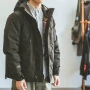 Hummer Nhật Bản retro mùa đông màu rắn độn áo khoác của nam giới dụng cụ áo khoác bông áo khoác bông thủy triều thương hiệu những người yêu thích áo bomber nam