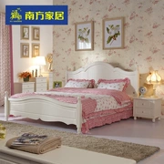 Bộ bàn ghế phòng ngủ nội thất phía Nam Bộ giường vườn Hàn Quốc 1,5 m giường đôi + bàn cạnh giường ngủ ba mảnh