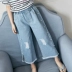 Quần lửng ống suông ống rộng 2019 mới hè hè Hàn Quốc phiên bản lỗ trẻ em chín điểm quần jeans mỏng - Quần jean bexinhshop shop Quần jean