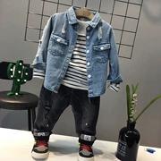 Quần áo trẻ em sơ mi denim tay dài mùa thu 2019 mới màu rắn áo sơ mi trẻ em sơ mi mỏng - Áo sơ mi