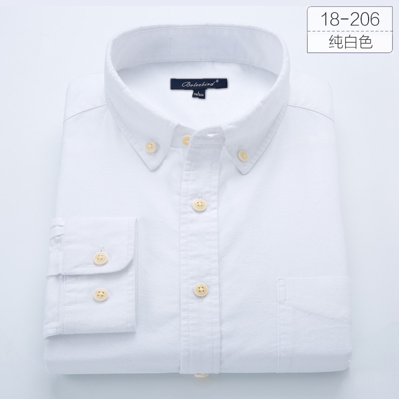18-206Paul High grade pure cotton lattice stripe oxford shirt male Increase fertilizer Youth and middle age Cotton Big size shirt tide
