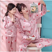 Hàn Quốc phiên bản của cha mẹ và con mặc trẻ em đồ ngủ của cô gái điều hòa không khí phòng dài tay lụa công chúa băng lụa mẹ và con gái phần mỏng dịch vụ nhà