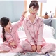 Hàn Quốc phiên bản của cha mẹ và con mặc trẻ em đồ ngủ của cô gái điều hòa không khí phòng dài tay lụa công chúa băng lụa mẹ và con gái phần mỏng dịch vụ nhà Cha mẹ và con