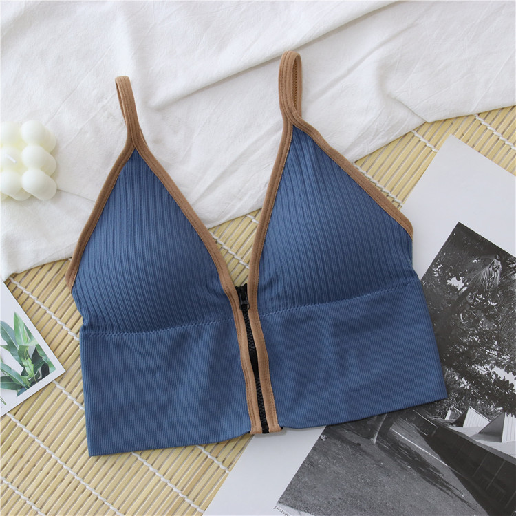 BlueInternet celebrity Same zipper Wireless  Small chest Gather together Underwear female 2021 spring Beautiful back With chest pad Versatile Bras tide