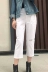 Ôi Ma Shiqi 2019 hè của phụ nữ mới quần jean trắng mùa xuân và quần áo mùa thu bảy điểm quần thẳng nữ - Quần jean Quần jean