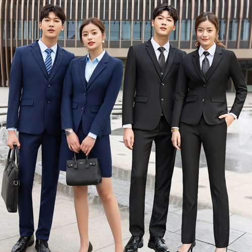 Департамент продаж садовых садов Рабочий сервер Женская недвижимость Продажи недвижимости Продажи мужчин и женщин Профессиональный набор синий костюм