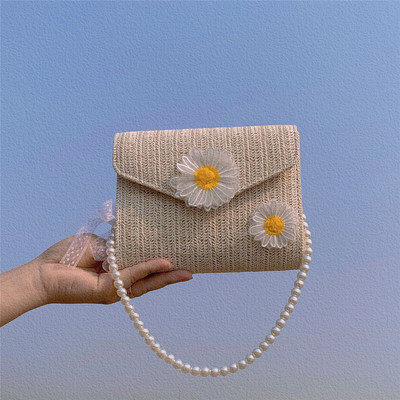 taobao agent Summer new knitted bags beautiful chick bag shoulder shoulder, shoulder -to -body hand -body, pearl bag net red fairy bag