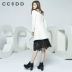 CCDD mùa đông cửa hàng mới đích thực thời trang cổ áo đứng cổ áo len dài áo khoác Hàn Quốc - Áo Hàn Quốc
