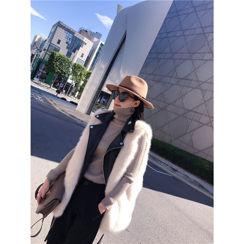 Fur vest nữ 2017 mùa đông mới của Hàn Quốc pu khâu giả con cáo lông vest là mỏng ấm fur coat