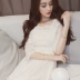 2017 mùa thu mới thủy triều của phụ nữ thời trang Hàn Quốc tính khí slim ren dress eo cao váy váy trắng