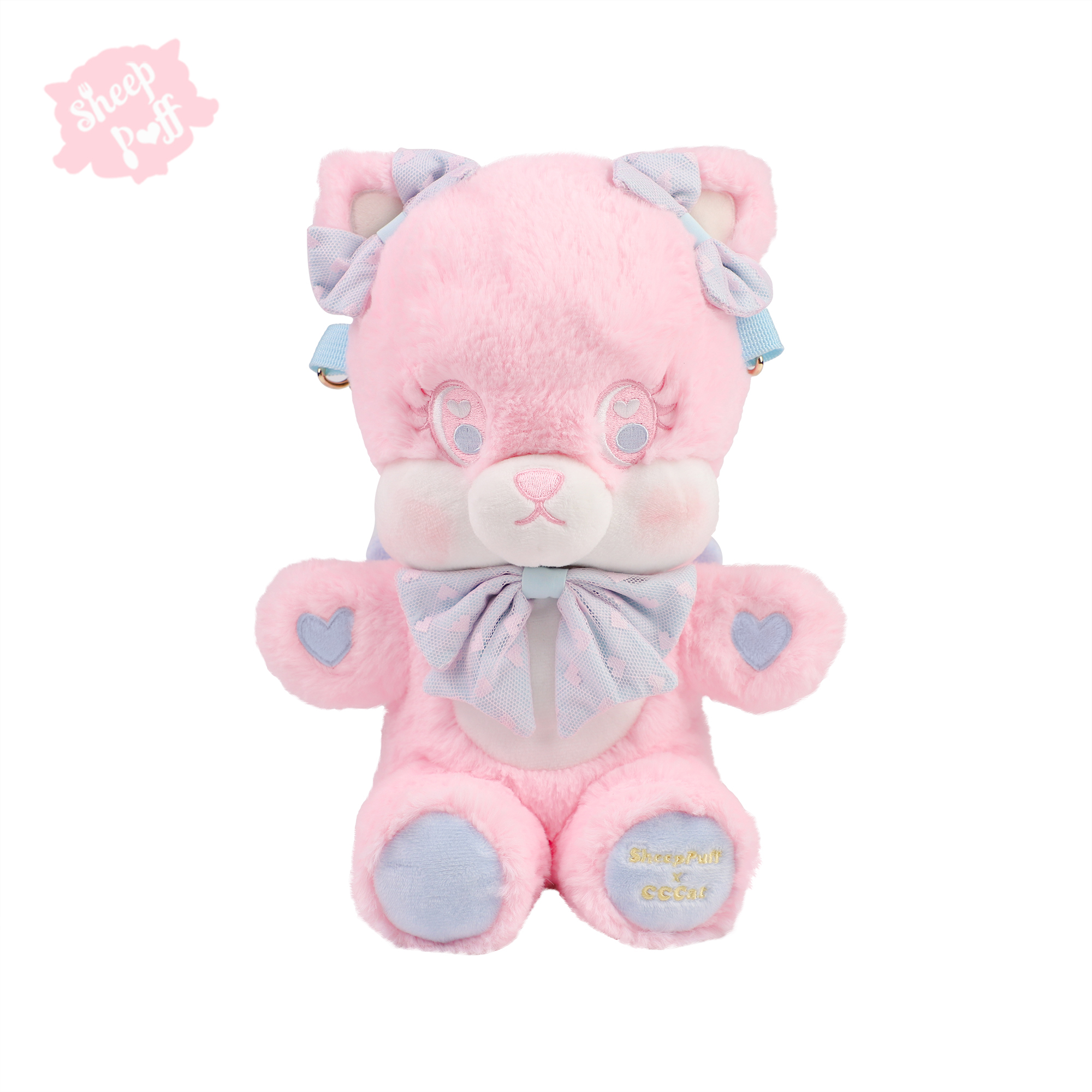 Pink【 Deposit 】  Meow sheep Puff original lolita sweet Bare Kitty Plush doll package One shoulder Messenger