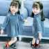 1 bé gái quần áo trẻ em 2 tuổi Váy bé gái mùa thu 3 bé gái mùa xuân và váy denim mùa thu 4 bé gái Quần áo mùa thu Hàn Quốc - Váy cửa hàng quần áo trẻ em Váy