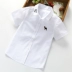 Mùa hè mới quần áo trẻ em cậu bé trang phục bông ngắn tay áo sơ mi trắng bé mùa hè áo sơ mi Hàn Quốc áo sơ mi