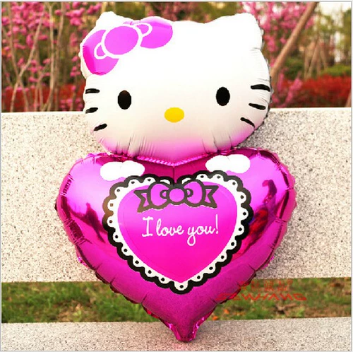 Hello kitty, мультяшный воздушный шар на день Святого Валентина в форме сердца, подарок на день рождения