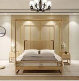 Новая китайская стиль полная деревянная кровать для деревянного шельфа, гостевой стек спальни отель дзен, простая сплошная кровать двойной свадебной кровать современная мебель