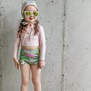 Spot! Hàn Quốc đích thực cô gái cô gái dài tay bơi kem chống nắng áo tắm + bơi trunks + mũ bơi mũ ba mảnh