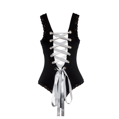 包邮撩人露背绑带蝴蝶结紧身性感蕾丝吊带背心2019贴身塑身连体衣-淘宝网