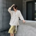Ins casual nhỏ phù hợp với áo khoác khí nữ Hàn Quốc phiên bản của mùa thu 2018 new đen và trắng chic phù hợp với mỏng dài tay áo áo kiểu nữ đẹp tuổi 40 Business Suit