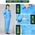 Quần áo chống bụi áo chống tĩnh điện liền quần quần áo bảo hộ trong nhà máy thực phẩm tái sử dụng màu trắng xanh