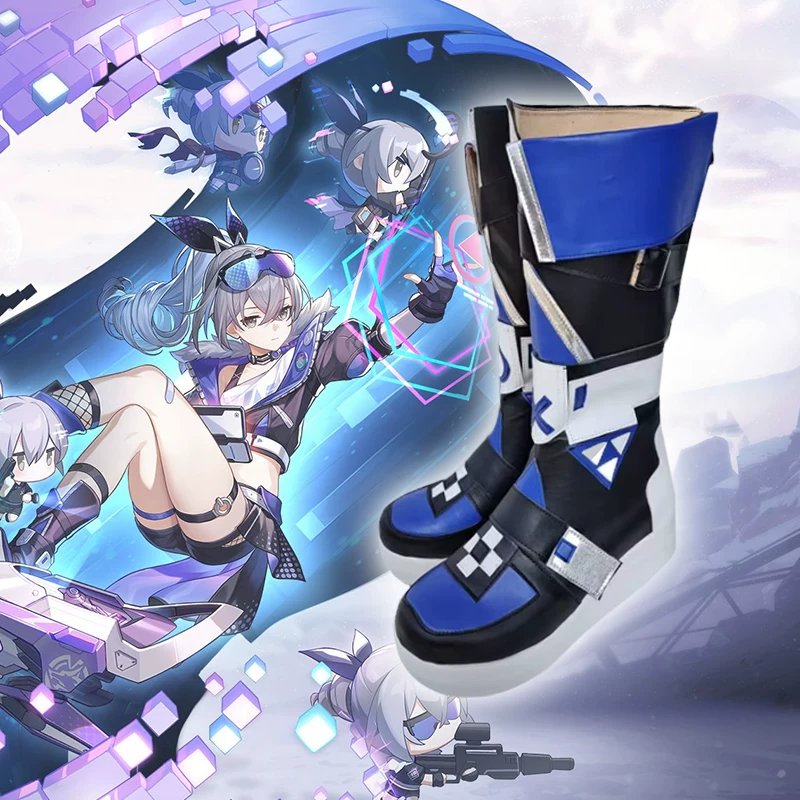 Косплей-сапоги по мотивам Honkai Impact Star Dome Railway Silver Wolf, косплей-обувь, анимационные сапоги, индивидуальные по рисункам