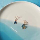 Синие серьги, кольцо, клипсы, универсальный аксессуар, без проколов ушей, простой и элегантный дизайн