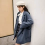 Áo khoác len dài tay cho nữ mùa thu đông 2018 phiên bản mới của Hàn Quốc của khí nhỏ áo gió Nizi áo gió áo da nữ