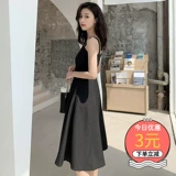 Осеннее платье, весенняя летняя длинная юбка, черные подтяжки, 2021 года, подходит для подростков