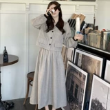 Демисезонная длинная юбка, А-силуэт, коллекция 2023, высокая талия, подходит для подростков, с акцентом на бедрах