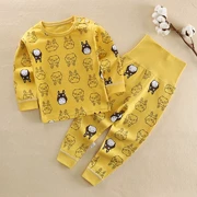 Baby Qiuyi Qiuku Set Cotton Đồ lót cho bé trai Bé bảo vệ eo cao Cô gái bụng mùa xuân và mùa thu bé trai - Quần áo lót