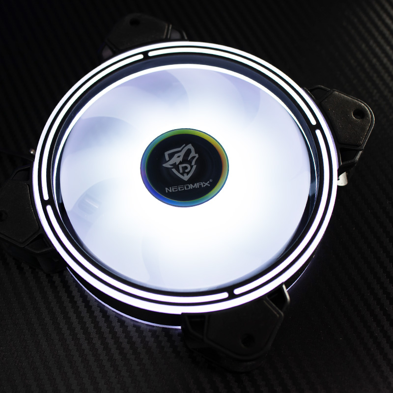 Double sided thin aperture inside and outside light [white] big 4DChassis Fan 12cm Double aperture rgb water-cooling dissipate heat Silence led a main board AURA Divine light synchronization 5V / 12V