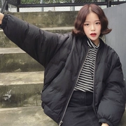 Quần áo cotton nữ mùa đông 2018 Thu đông mới phiên bản Hàn Quốc của áo liền thân màu dày cổ áo rộng cổ áo khoác cotton cho học sinh