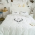 Ins đơn giản Bắc Âu vịt cotton bốn mảnh bộ đồ giường cotton sheets giường 1.2 1.2 m ba mảnh