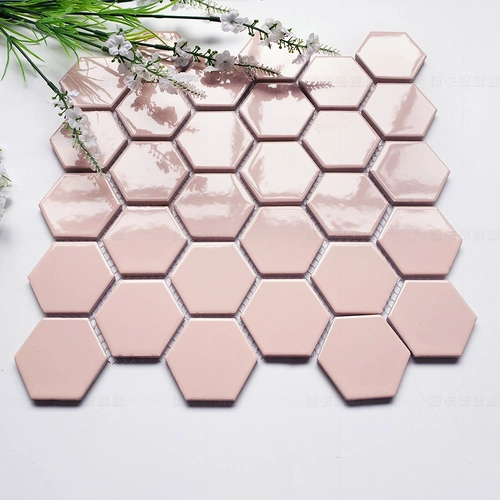 Розовая шестиугольная керамическая мозаика светло -зеленая ванная комната для ванной комнаты туалетная плитка плит