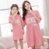 Mùa hè mẹ và trẻ em trẻ em nightdress cô gái phần mỏng cotton ngắn tay cậu bé lớn cha mẹ và con mùa hè đồ ngủ ăn mặc Cha mẹ và con