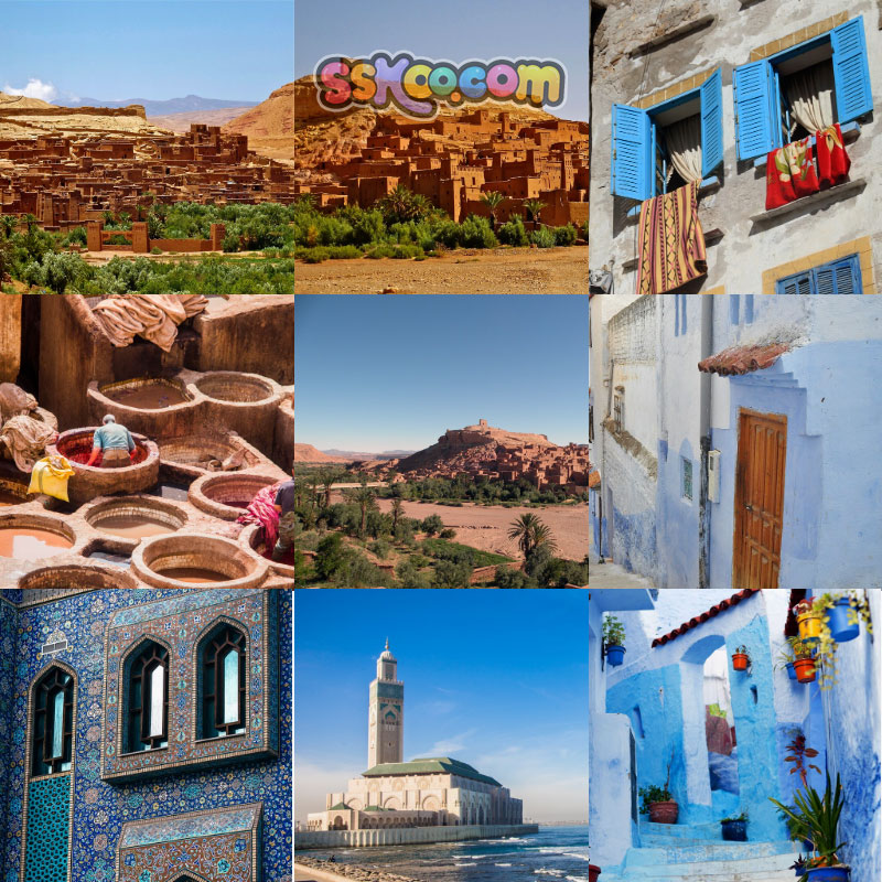 高清JPG素材摩洛哥风景建筑图片舍夫沙万蓝白小镇北非洲摄影照